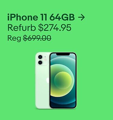 An iPhone 11, regularly priced at $699.00. Refurbished and on sale for $274.95.