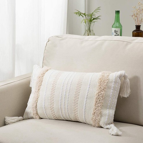 Boho Tassel Tufted Woven Throw Pillow Cushion Cover Pillow Shell Pillowcase - Picture 3 of 14