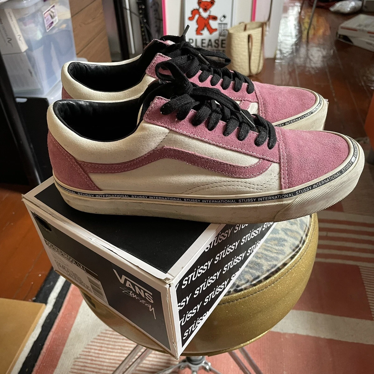 Stussy Vans OG Old Skool LX WASHED/ROSE Rare Preowned Mens Size 10