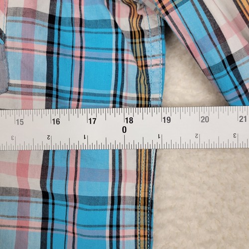 Dickies Shirt Womens Large Blue Pink Plaid Long Sleeve Button Up Western - Picture 5 of 10
