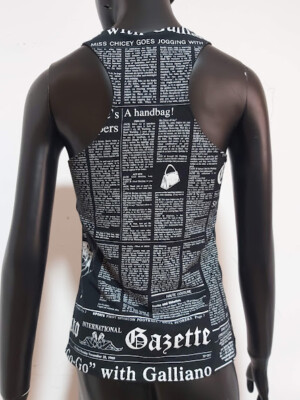 ❤️John Galliano Gazette Newspaper Logo Tank Top ,Black,new