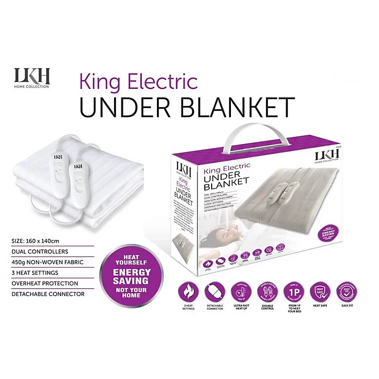 Electric King Size Heated Blanket Settings Dual Control Overheat