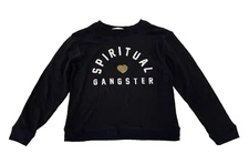 Spiritual Gangster Girls Savasana Sweatshirt Black Pullover Graphic Size 10 S