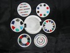 4.5 Inches Marble Tea Coaster Set Geometric Design Inlay Work Table Master Piece