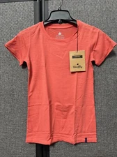 Woolly Women’s 95% Merino Wool Crew Neck Tee Shirt, Wild Rose Pink, Extra Small