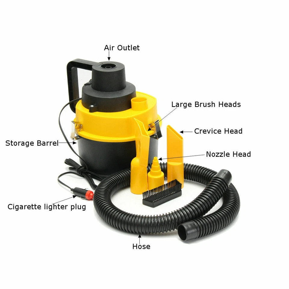 12V 75W Wet Dry Vacuum Cleaner Inflator Portable Turbo Hand Held for Car Vehicle - Image 2 of 4
