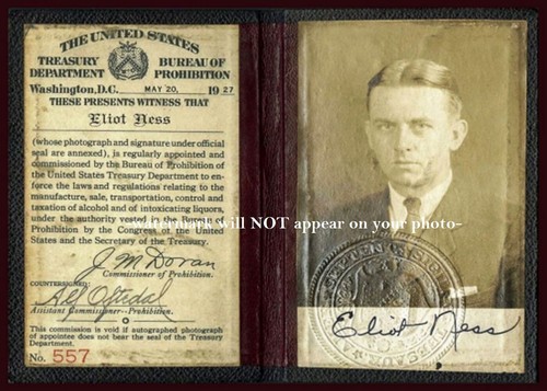 Credenciales del gobierno de prohibición de Eliot Ness FOTO identificación de agente de licor, enemigo de Al Capone - Imagen 2 de 2