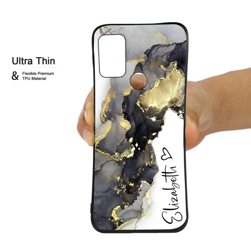 Case Personalised For Motorola E14 G54 G14 G85 G24 Marble Textured Phone Cover - Picture 54 of 96