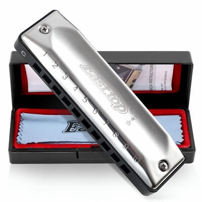 EASTTOP 10Hole Diatonic harmonica Key of C blues harp Mouth Organ Harmonica Gift