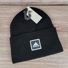 NEW Adidas Wide Cuff Fold Beanie Men's One Size Knit Cuffed Hat Black Cap Winter