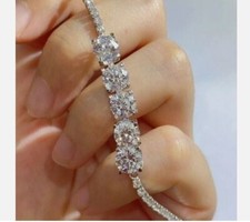 10Ct Round Cut Lab Created Diamond Tennis Bracelet 14K White Gold Plated Silver