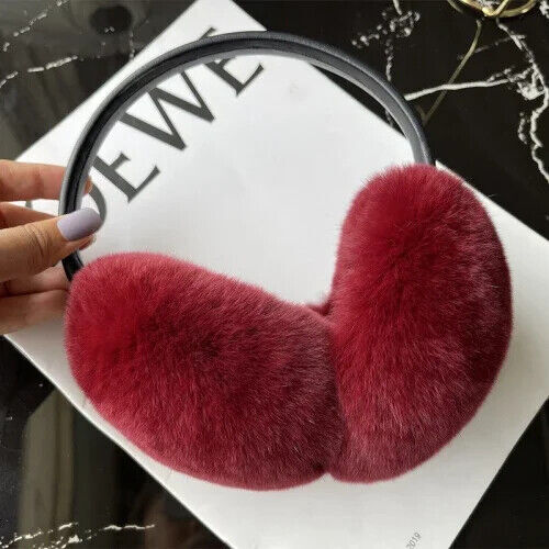 Real Rex Rabbit Fur Earmuffs for Women Winter Headphones Furry Rabbit Fur Ear - Picture 26 of 27
