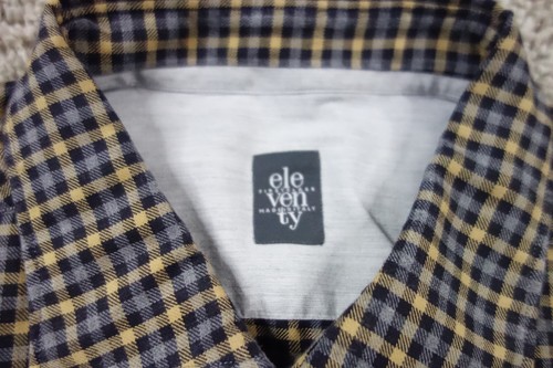 Eleventy Shirt Mens XL Gray Plaid Button Up Flannel Long Sleeve Italy Check - Picture 2 of 8