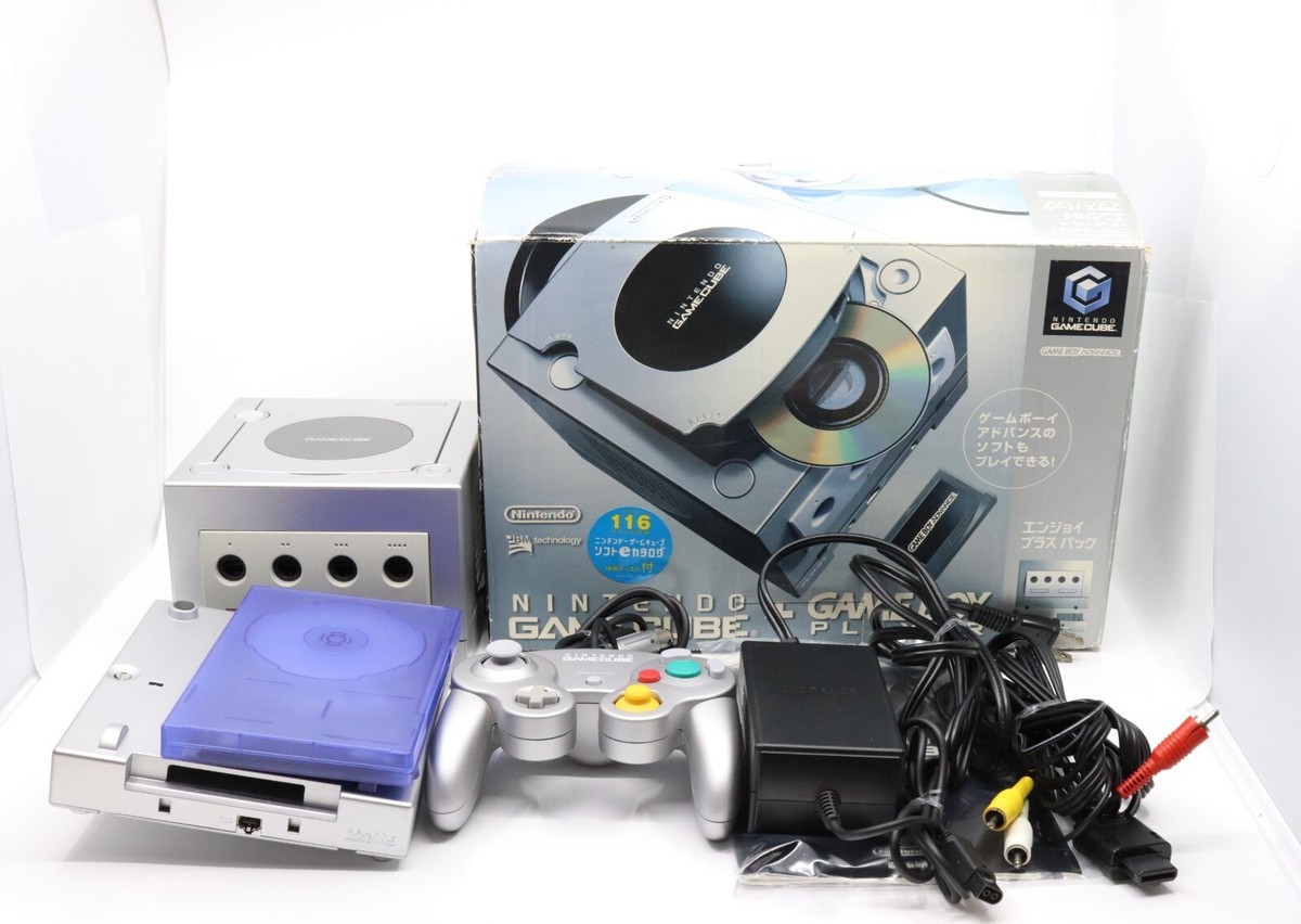 Nintendo GameCube Enjoy Plus Pack Silver + Game Boy Player w/ Box 