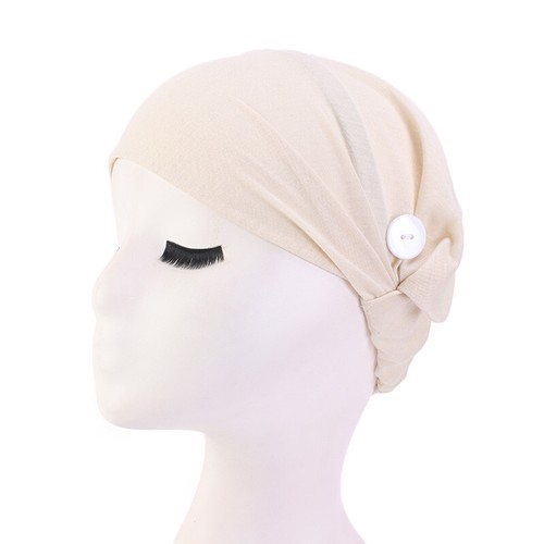 Sciarpa testa hijab perdita capelli donna turbante berretto cancro chemio cappello musulmano con bottone - Foto 25 di 45