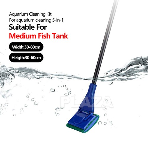 Water Aquarium Cleaning Tool 5 in1 Fish Tank Gravel Vacuum Glass Cleaner Brush A - Picture 7 of 8