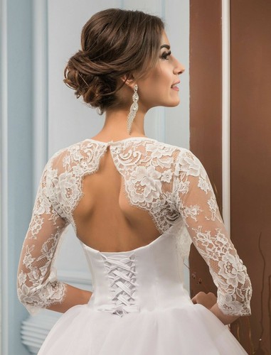 Lace Bolero Wedding Jackets White Ivory 