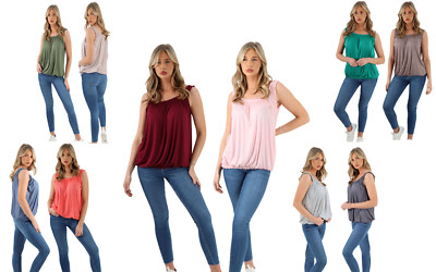 2er-Pack Trägertops Damen UK lockere Passform elastischer Bund Freizeit Tank Top T-Shirt