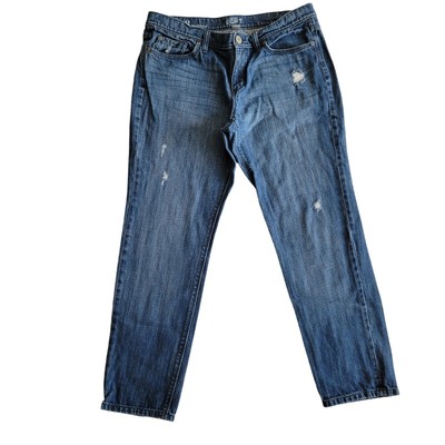 Ann Taylor LOFT Boyfriend Jeans Womens 8 Blue Mid Rise Distressed Relaxed Fit