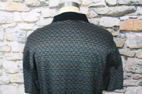 BUGATCHI New Mens Golf Polo Shirt Black Gray Diamond Pattern Egyptian Cotton XXL - Picture 5 of 11
