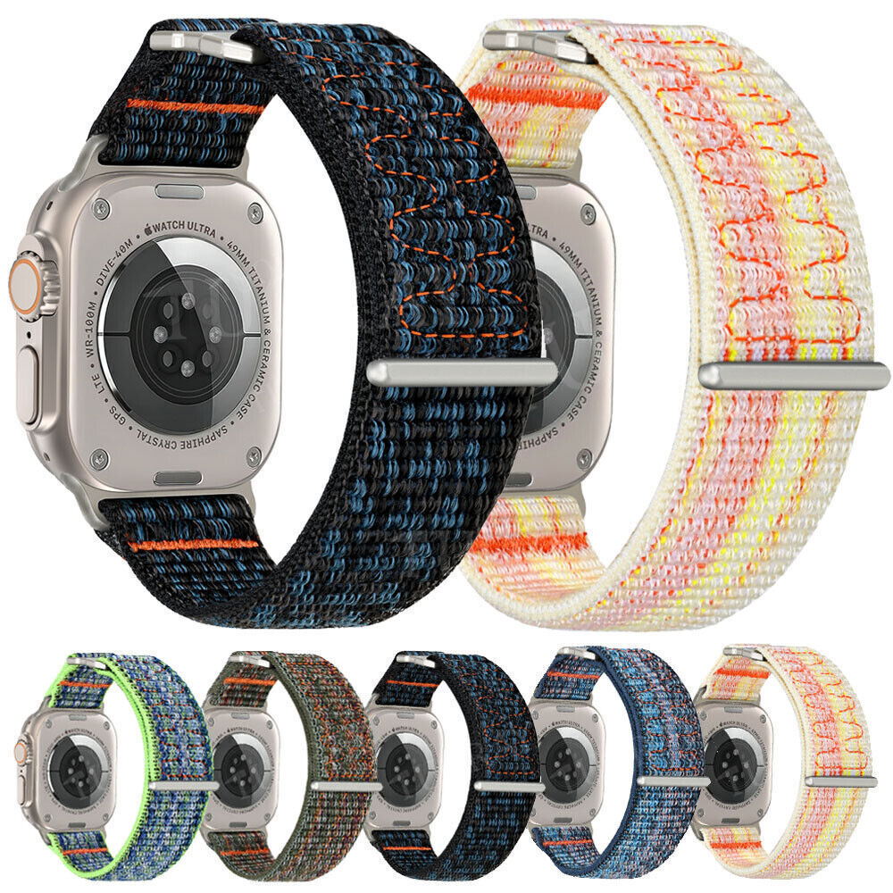 For Apple Watch 9 8 7 6 5 4 SE Ultra 2 38-49mm Sport Nylon Loop Watch Band Strap