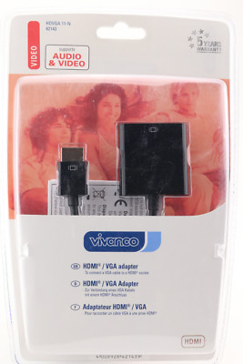 Vivanco HDMI - VGA Adapter Kupplung HDMI auf VGA Audio Video PC TV schwarz 389