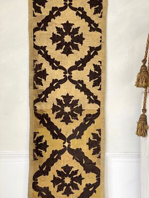 Applique Brocart Portugais 18ème - Broderie Métallisée Sur Velours - Vintage