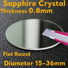 0.8mm Sapphire 15mm-36mm Flat Round Watch Glass Mechanical Quartz Watch Crystal