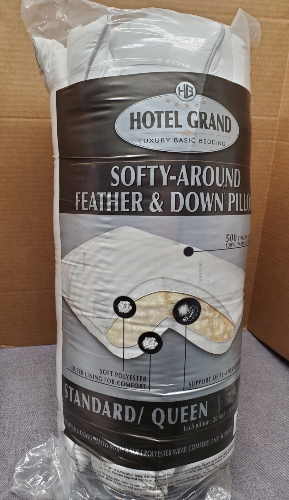 Hotel Grand SoftyAround Feather & Down Pillow Standard/Queen 20x28