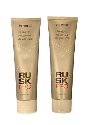 2 Pack RUSK PRO Define 02 Shaping Gel 4 oz Ea Controls Curls Eliminate Frizz New