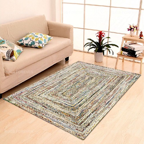 Weiß Chindi Baumwolle Jute Vorleger Handgeflecht Wohnzimmer Wendeteppich 4x6 - Bild 13 von 33