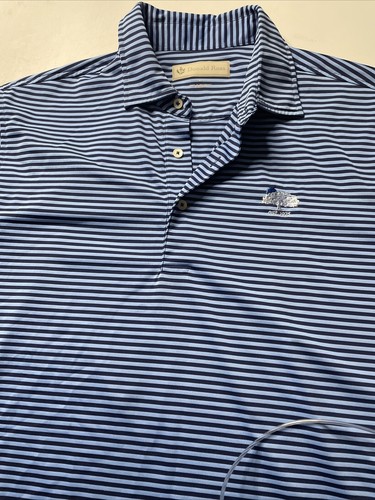 Donald Ross (3) Polo Shirt Mens XL Olympic Golf Yellow Blue Striped Great Shape - Picture 6 of 7
