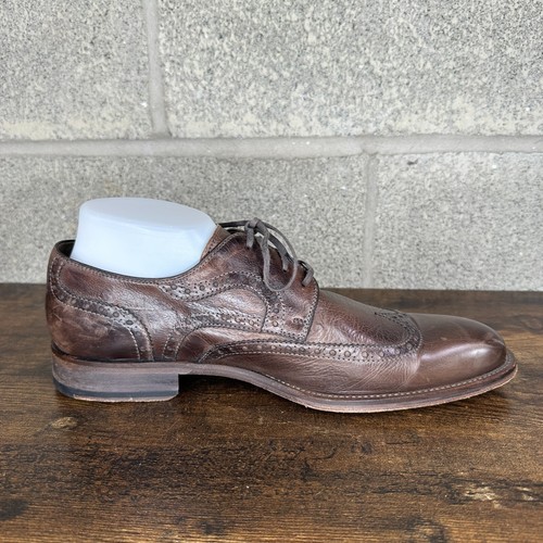 Magnanni 9.5-M Brown Wingtip Derby Mens Dress Shoes - Picture 7 of 11