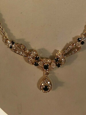  18 K und 14 k GELBGOLD HANDGEFERTIGTE HALSKETTE - MIT SAPHIREN und Zirkonias