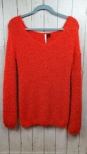 Love by Design Red Sweater Chunky Knit Fuzzy Lightweight Pullover Size Large NEW