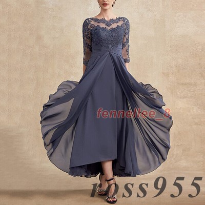 Fashion Bridal Half Sleeves High Low Mother of The Bride Dress Lace Chiffon  | eBay