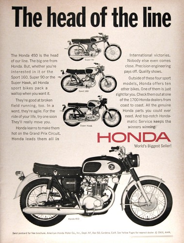 1966 HONDA 450 SUPER HAWK 160 SUPER 90 Authentic Vintage Ad ~ FREE SHIPPING!
