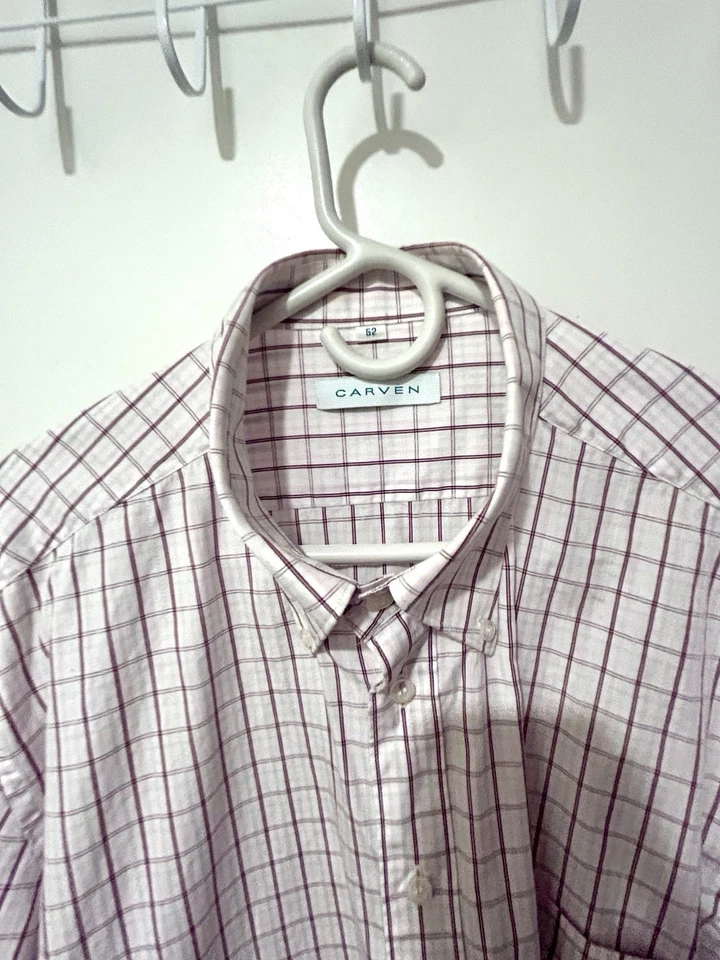 Camisa de hombre tallada con botones a cuadros a cuadros manga larga algodón EU 52 US L  Foto 3 de 4