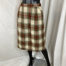 College Town 70s 80s Size 11/12 Plaid wool blend straight knee-length skirt vtg