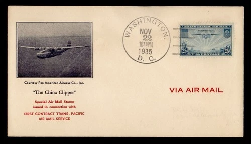 DR WHO 1935 FDC TRANS PACIFIC AIRMAIL 25C CHINA CLIPPER M75789