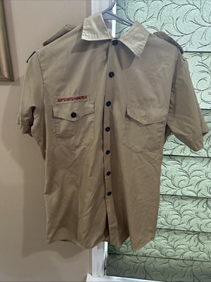 Boy Scout BSA UNIFORM SHIRT Mens  Medium Short Sleeve Tan V21