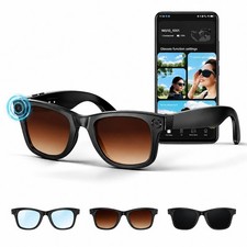 AI Smart Glasses with 13MP Camera for 4K Photo & Video, 3 Replaceable Lense