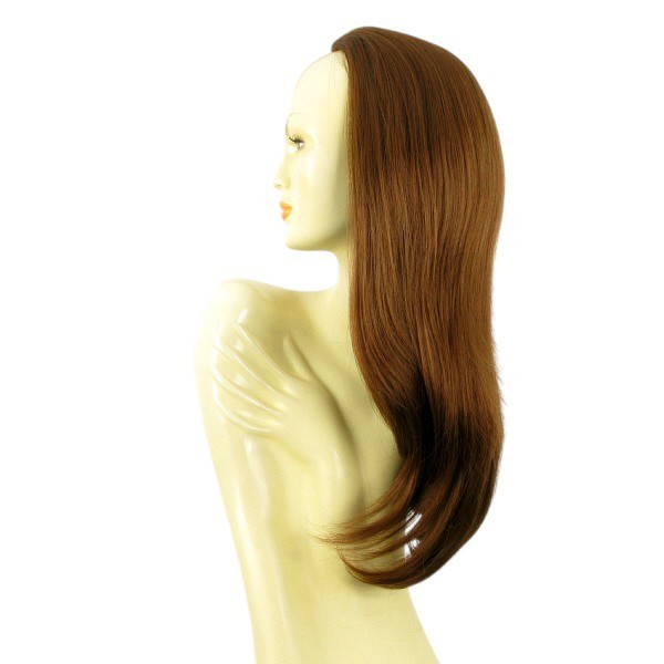 Demi-perruque lisse longue 62 cm pour changer de style châtain doré cuivré