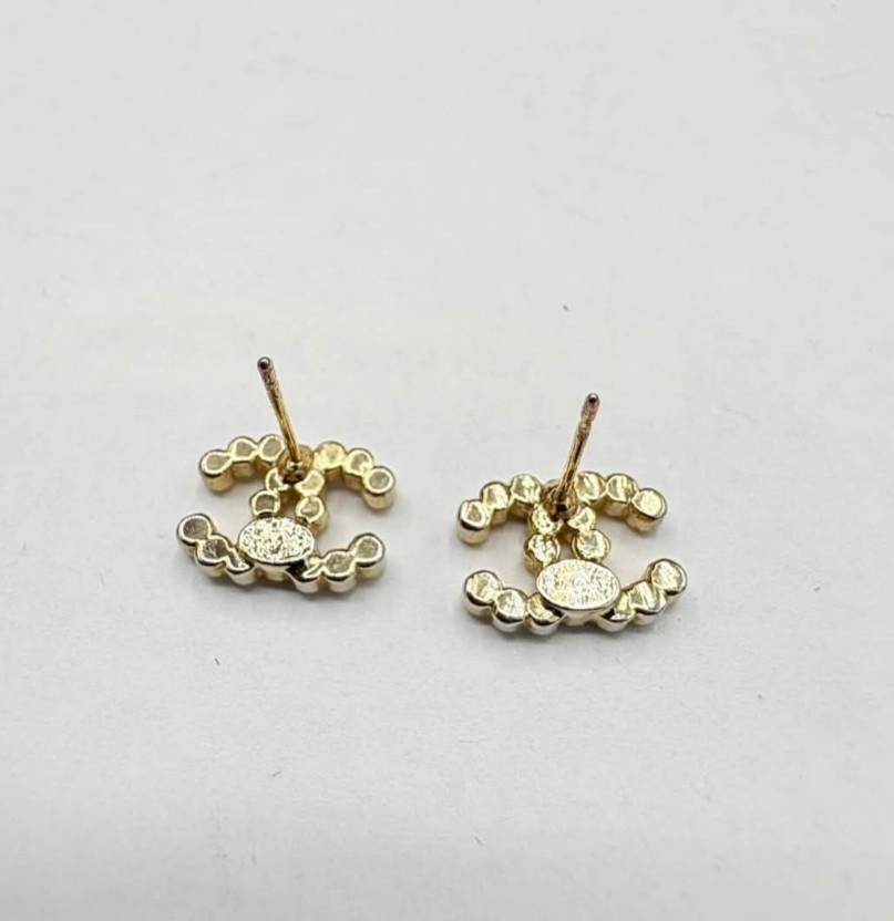 CHANEL CC Logos Rhinestone Stud Earrings Gold Tone 925 thumbnail 6