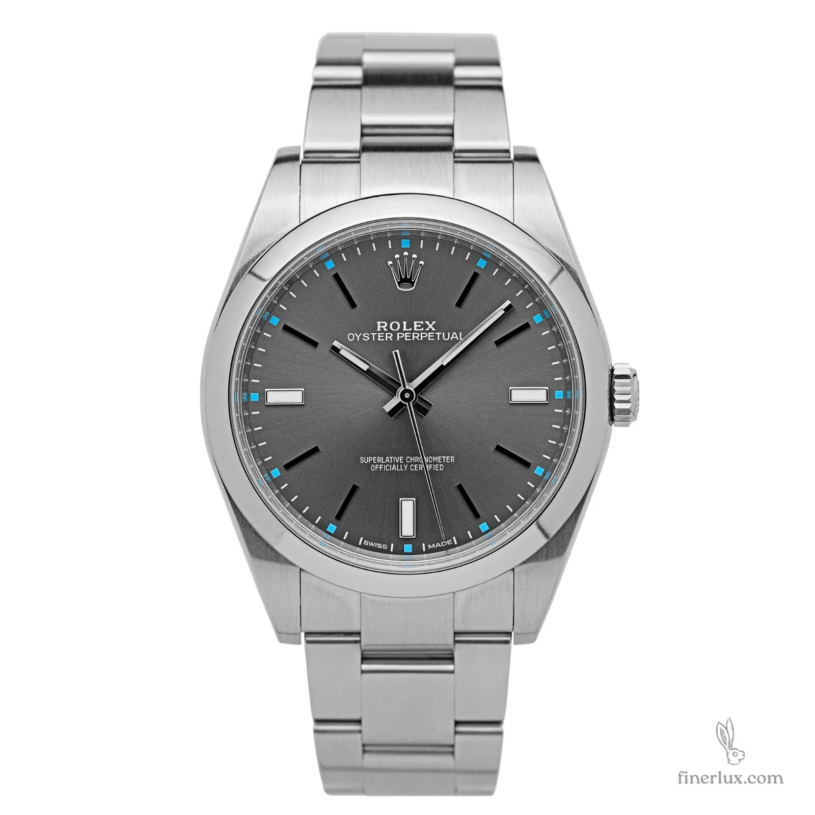 Rolex Oyster Perpetual 39 Rhodium Dial 39mm Steel Box Ref. 114300