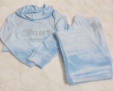 Juicy Couture y2k frosted blue velour rhinestone bling tracksuit size Large New