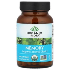 Organic India Memory Mental Clarity 90 Veggie Caps Gluten-Free, Organic, Vegan,