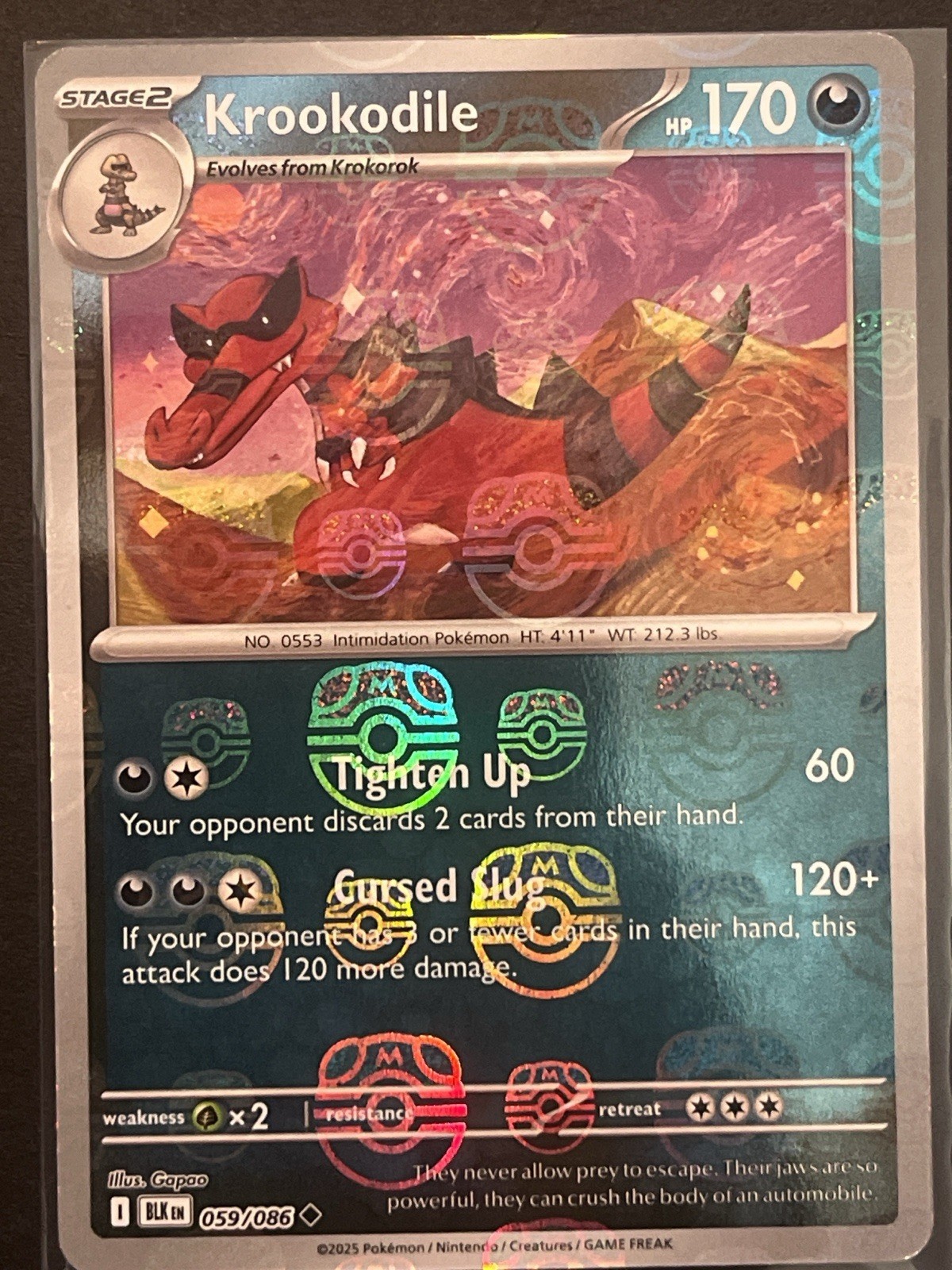 2025 Pokemon Black Bolt Krookodile (Master Ball) 059/086 NM