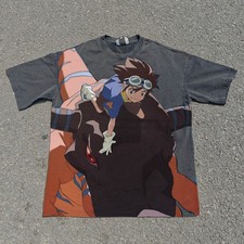 Digimon Adventure Tai Kamiya  Greymon Jumbo Print Vintage Wash Heavyweight Tee