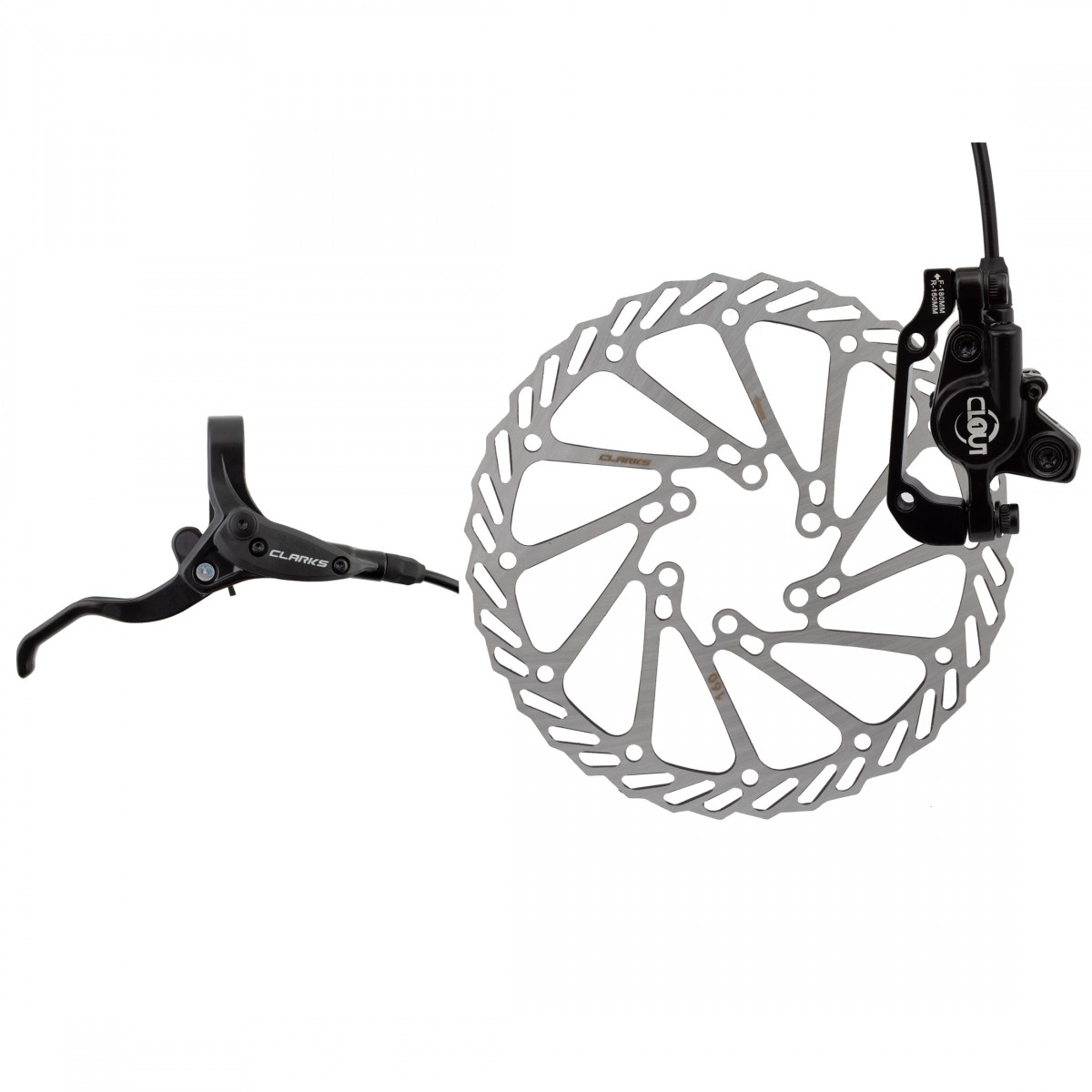 Clarks Clout-1 Hydraulic Disc Brake Kit 160mm Post/IS Mount, Lightweight,